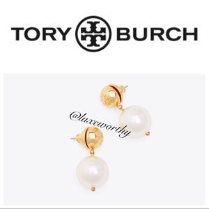 Tory Burch Crystal Pearl Drop Earrings